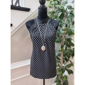Cato Women's Black Polka Dot Polyester Halter Neck Sleeveless Top Blouse Size XL